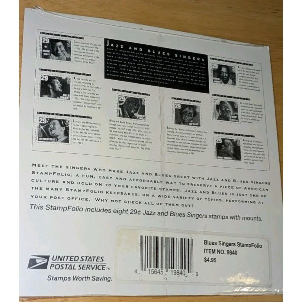 1994 Jazz & Blues Singers 29c Stamp Folio - New Sealed LOT-2